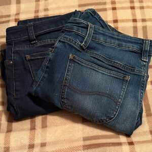 Lee Women's Straight Leg Jeans - Dark Blue and Medium Blue